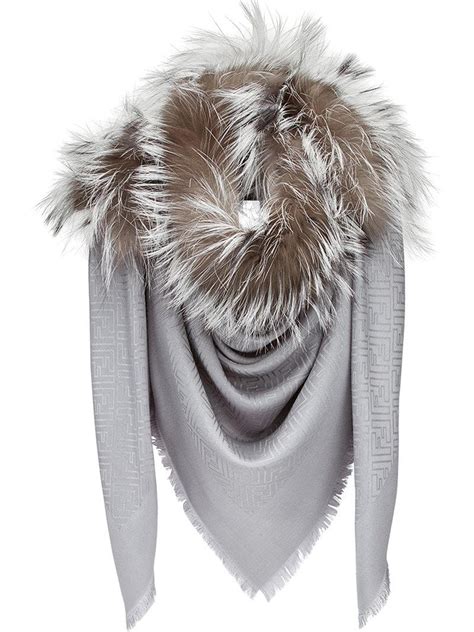 fendi small scarf|fendi scarf with fur trim.